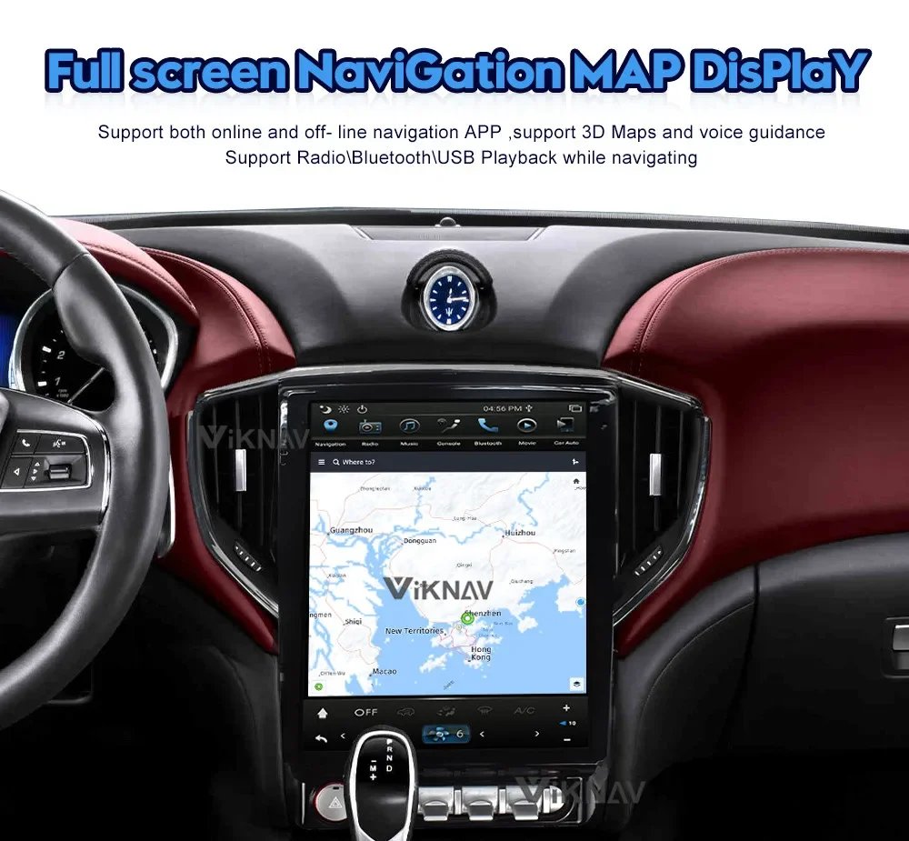 Autoradio Android pour MaserSauGHIBLI, Navigation GPS, Lecteur de Limitation, Écran HD Vertical, Carplay, 4G, 12.1 ", 2014, 2015, 2016