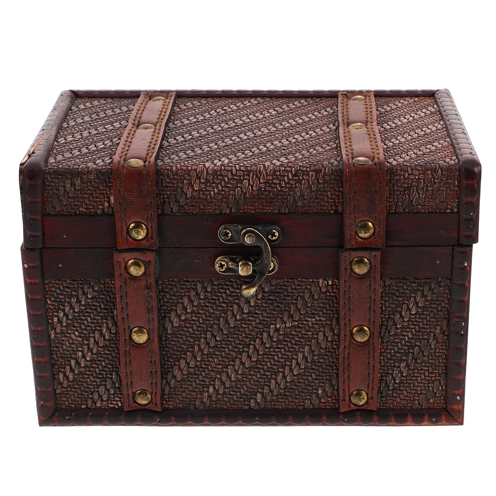 

Деревянная шкатулка для драгоценностей, винтажная тканая текстура для хранения браслетов, серег, колец, сувениров, настольный органайзер, чехол в стиле ретро