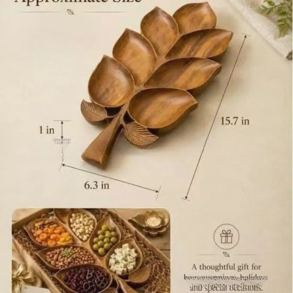 Practical innovation cute wooden leaf tray