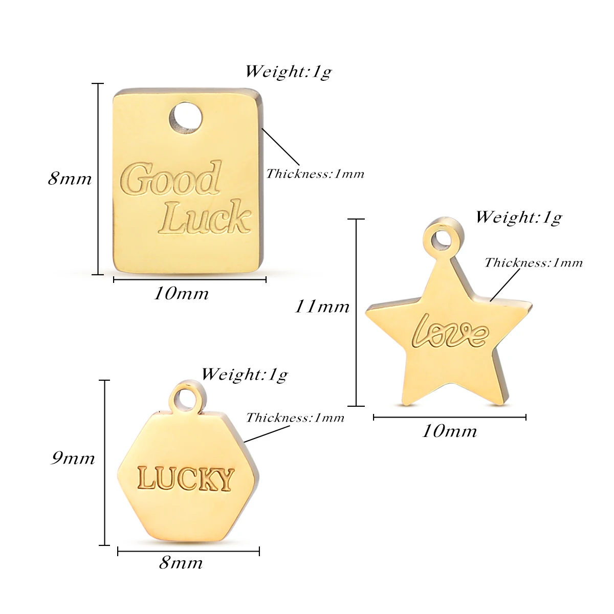 4 Stück/Set Edelstahl Goldfarben Schmuckzubehör Love Mom Herz DIY Ohrring-Anhänger Schlüssel-Halsketten-Anhänger – Detail 12