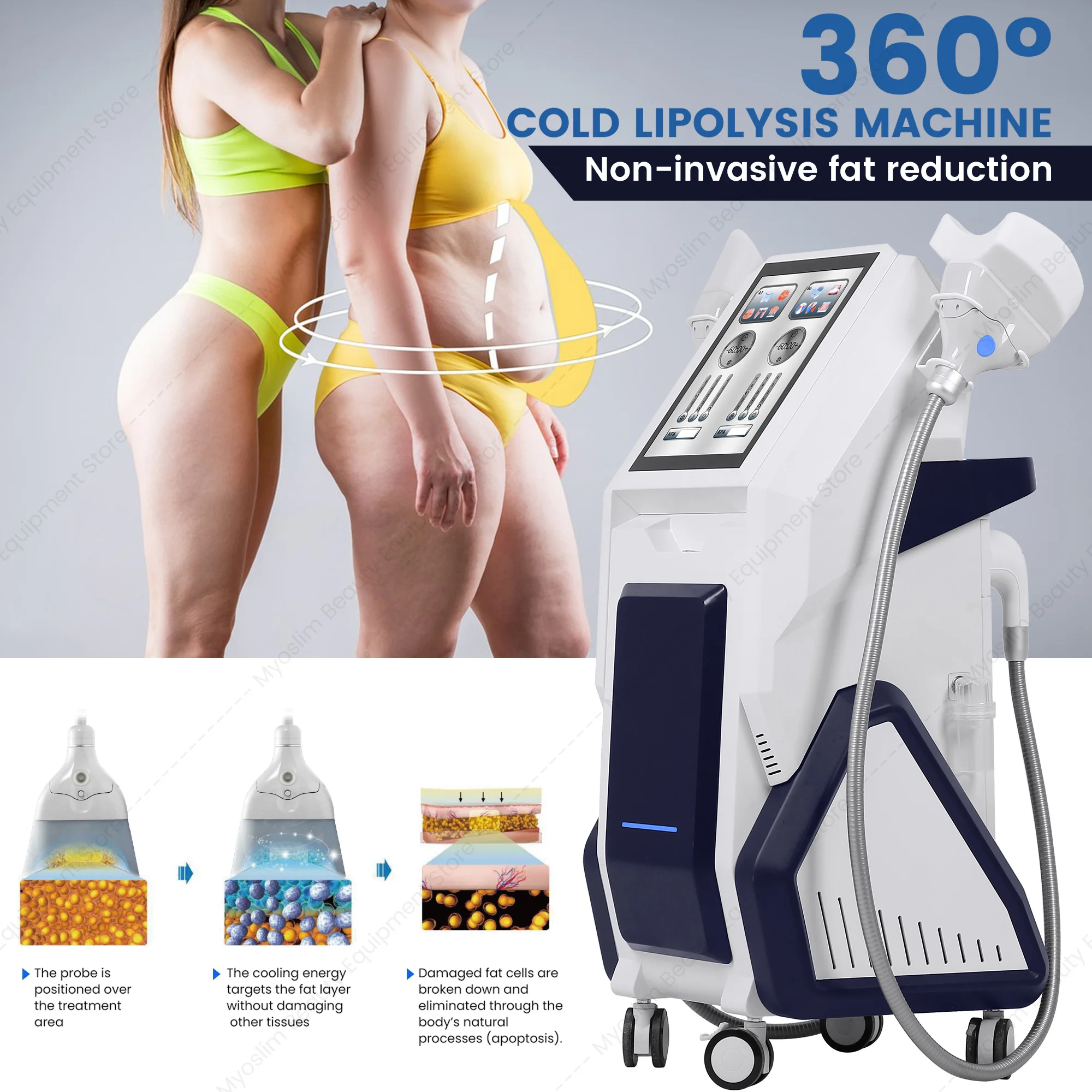 Fat Loss Machine Body Sculpting Machine 360 Degree Cooling Vacuum Roller Ultrasonic Cavitation RF Skin Tightening Equipment
