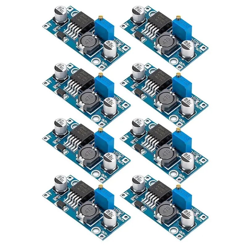 【EFFICIENT 】LM2596 Adjustable Voltage Regulator Module, 8-Pack DC-DC Buck Converter, 3.2V-40V Input, 1.25V-35V Output