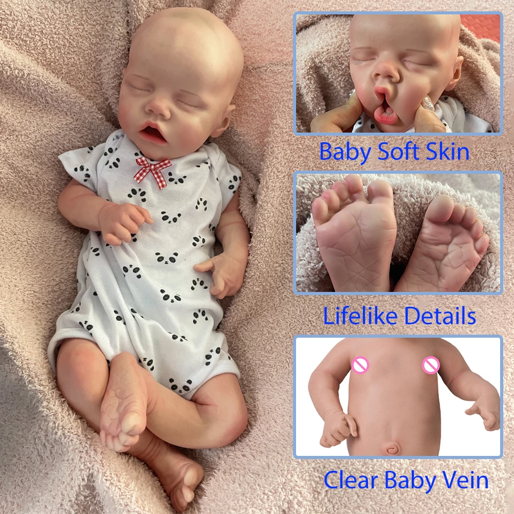 

Painted/Unpainted 18inch Lifelike Rebirth Doll Sleeping Cute Newborn Soft Silicone Baby for Girls Birthday Gifts