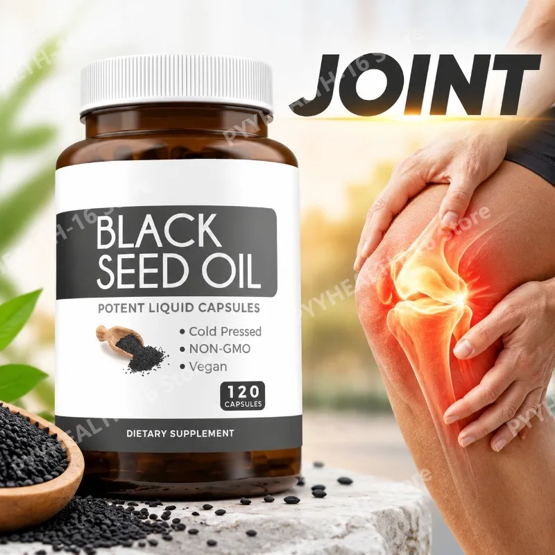Black Seed Oil Softgel for Antioxidant Supplement,Strong Nails Joint & Immune Wellness Nourish Hair Glowing Skin 120 Softgels