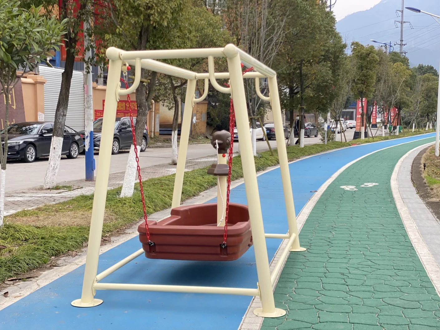 كرسي أرجوحة على شكل سفينة القراصنة معدات ملعب خارجية للأطفال مجموعة أرجوحة الفناء الخلفي #5