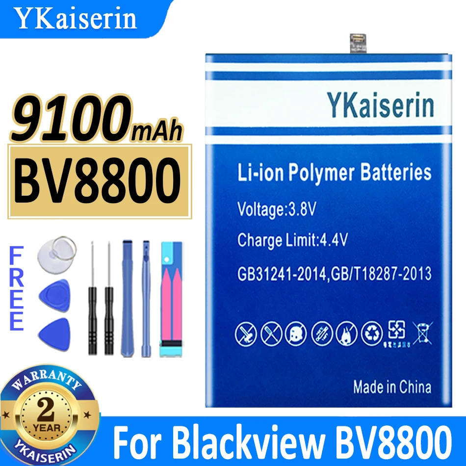 

New YKaiserin Li456182PHTT-B Battery 9100mAh for Blackview BV8800 BV 8800 Mobile Phone Bateria