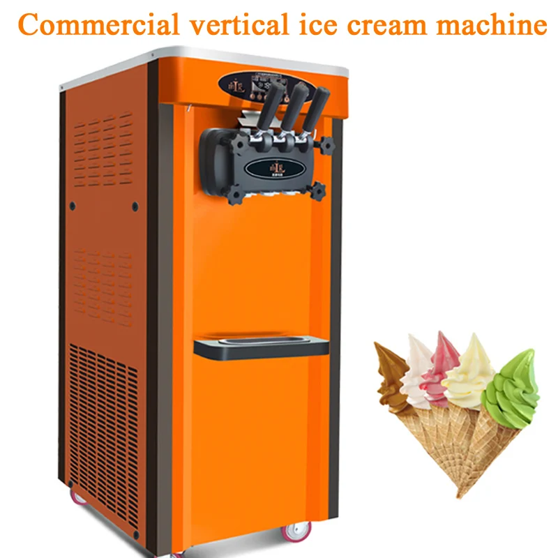 Commercial Ice Cream Maker, 25L/H Yield, 2000W Countertop Soft Serve Machine With 6.5L*2 Hopper