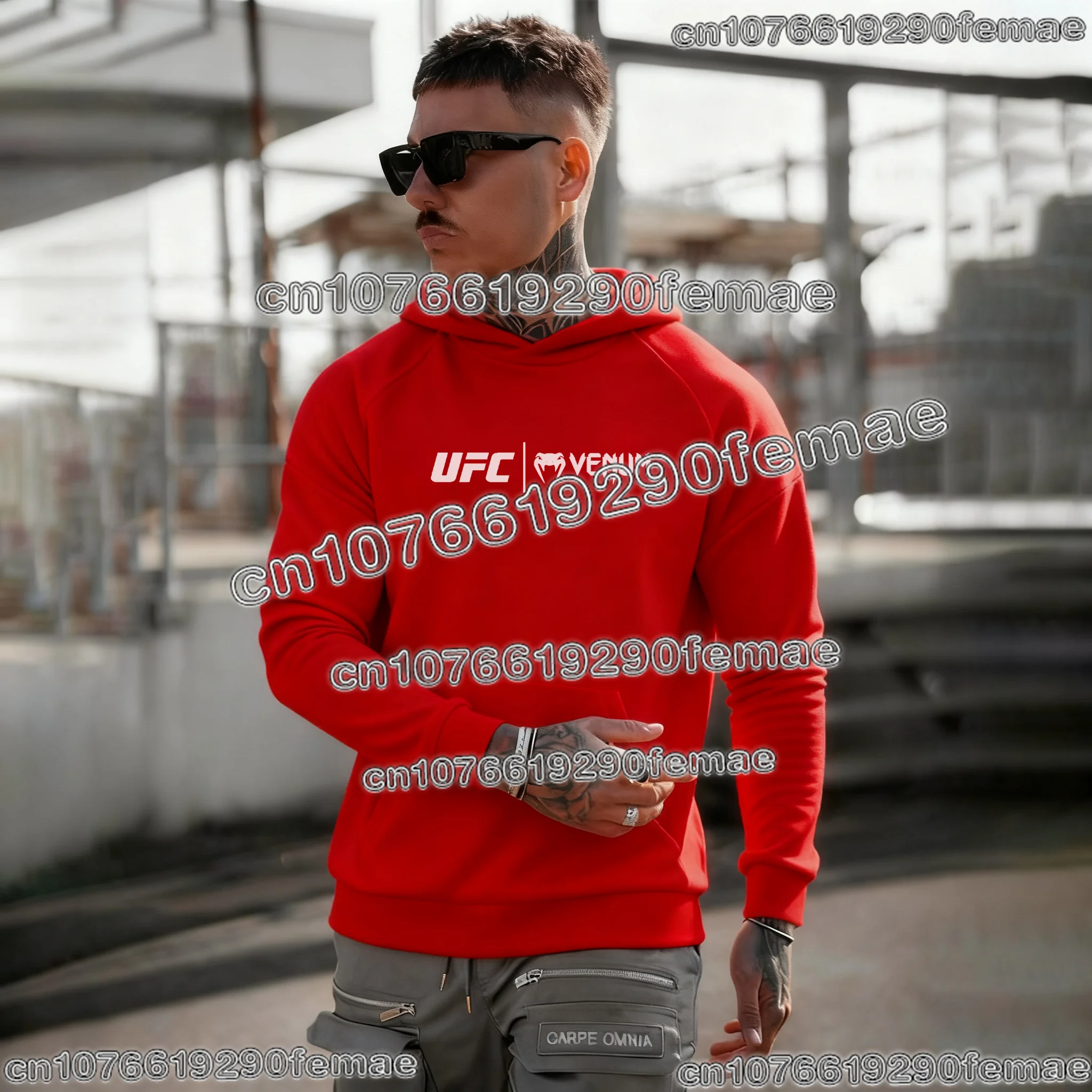 2026 MMA سترة بغطاء للرأس قطنية كاجوال للرجال مريحة وفضفاضة مناسبة لتدريبات الصالة الرياضية والملاكمة والأنشطة الرياضية