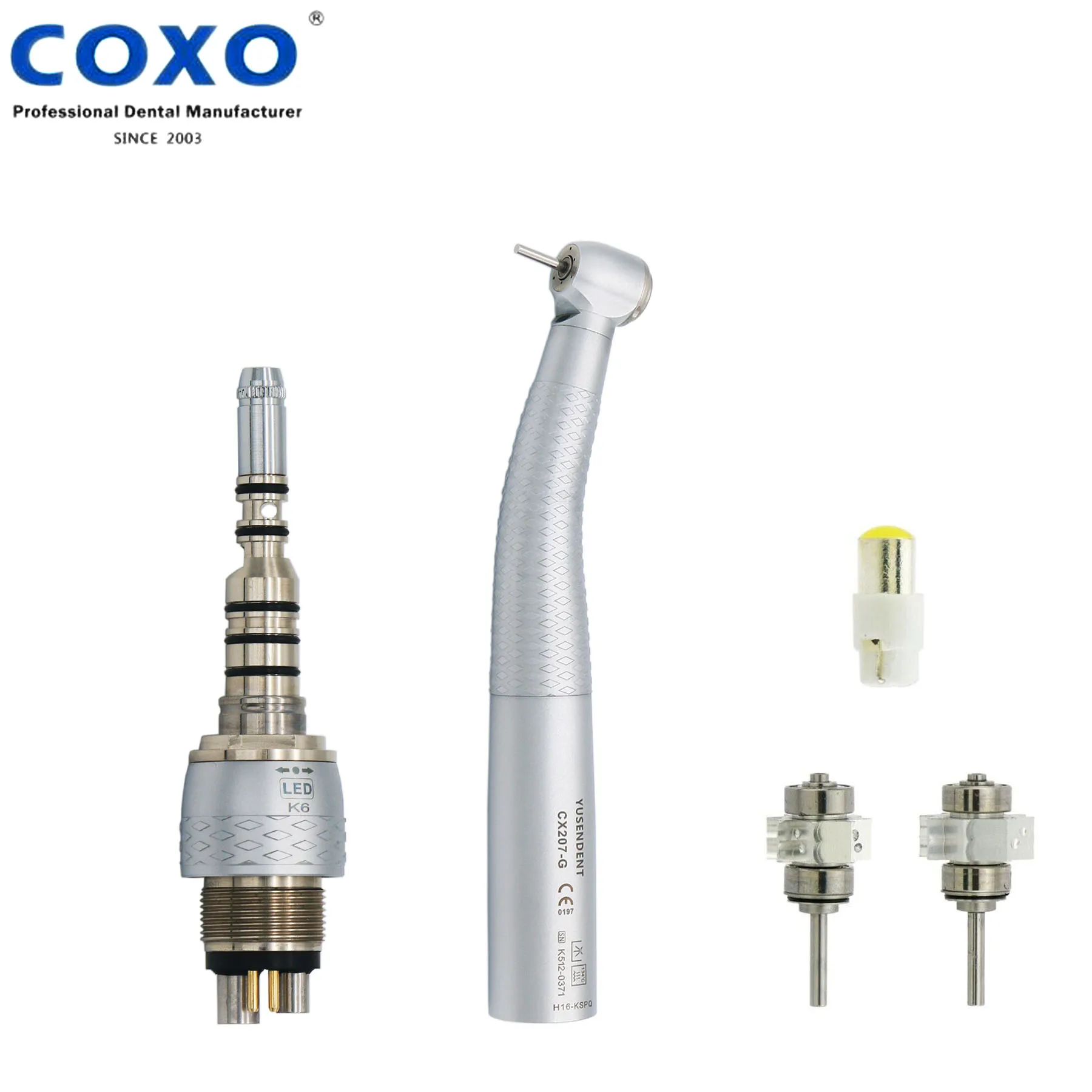 

COXO Dental LED High Speed Handpiece Fiber Optic Push button Turbine Bulbfit KaVo LED Coupling CX207-GK-SP CX229-GK