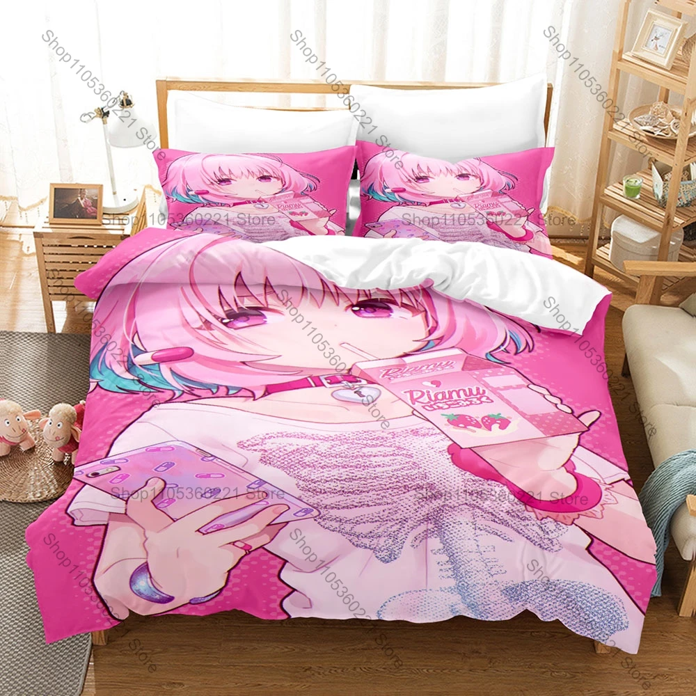 Popular Idol Yumemi Riamu 3 Pieces Printed Bedding Set Soft Bed Linen For Daily Use