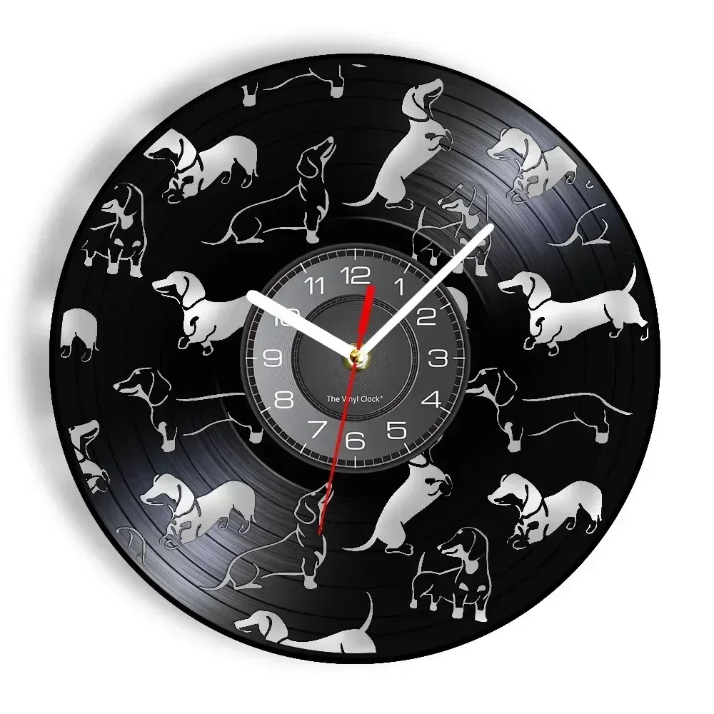 Dachshund Vinyl Album Record Clock Sausage Dog Doxie Home Decor Wiener Dog Art Silent Sweep Wall Clock Sausage Dog Lovers Gift