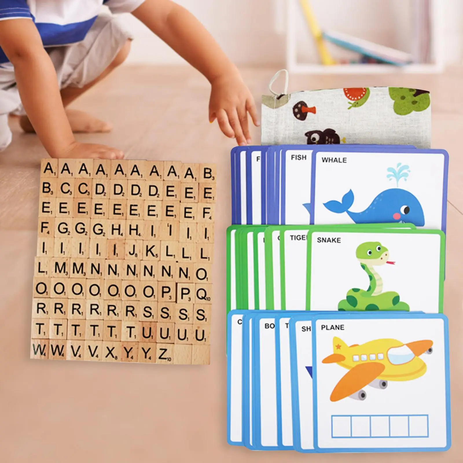 Spelling Word Game, Alphabet Spelling and Reading Words, Kids Learning Toy Alphabet Montessori Toys for Homeschool