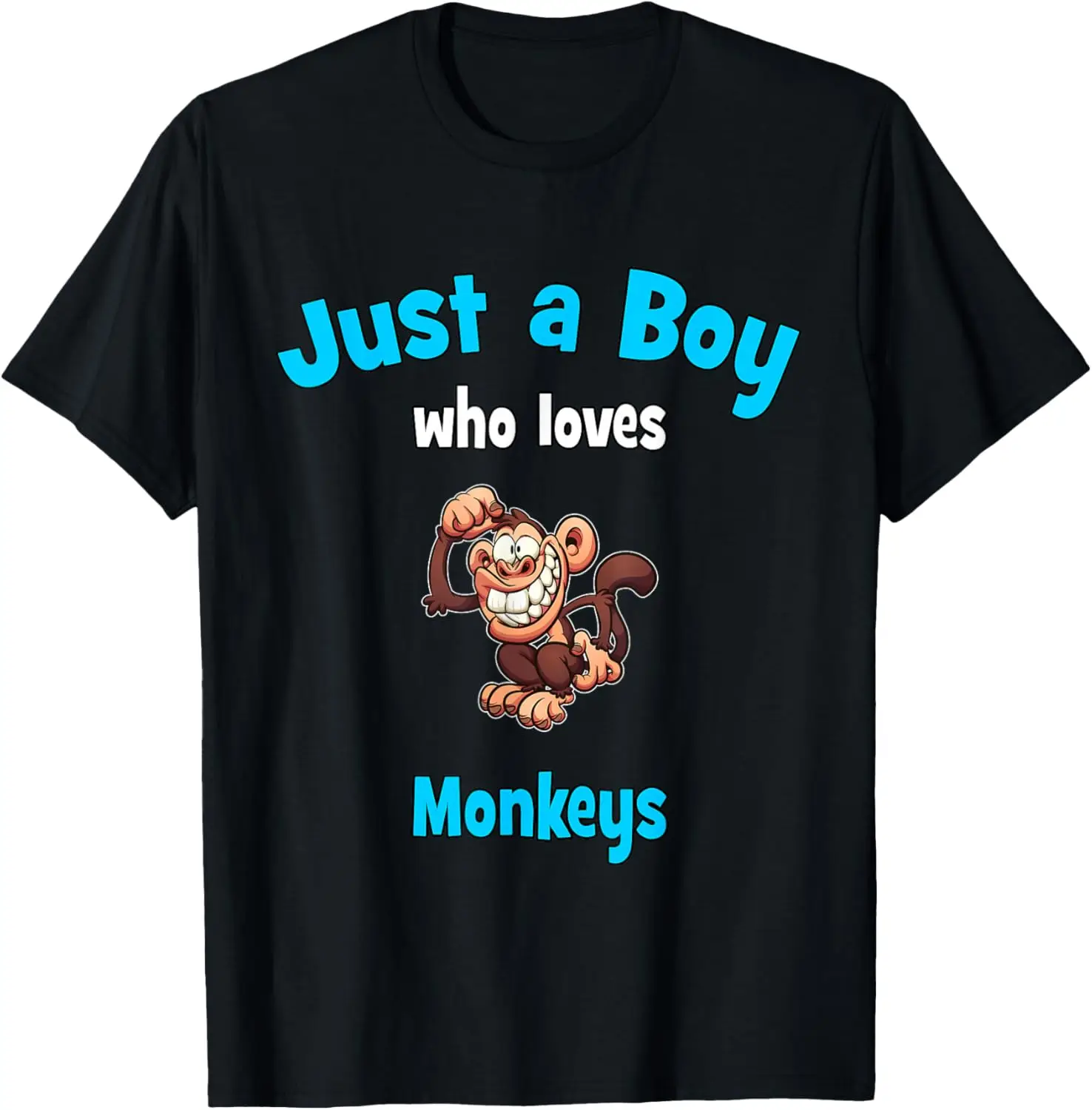 

Just A Boy Who Loves Monkeys Cartoon Graphic Tee Soft Breathable Cotton T-Shirt for Boys