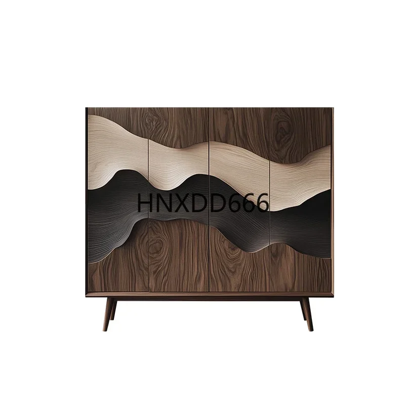 Entrance cabinet, all solid wood, facing the door, partition cabinet, walnut, high-end household.