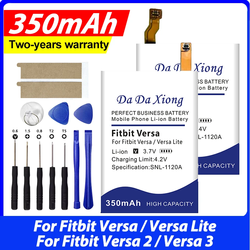 DaDaXiong 350mAh~400mAh Battery For Fitbit VersaLite / Versa2 / Versa3 Smart Watch Batteries + Send Dismantling Tools