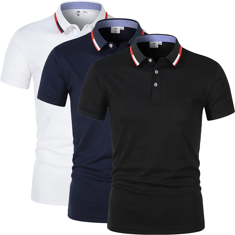 

New Polo Shirt Men Solid Casual Cotton Polo Men Slim Fit Embroidery Short Sleeve Men's Polo 7 Colors