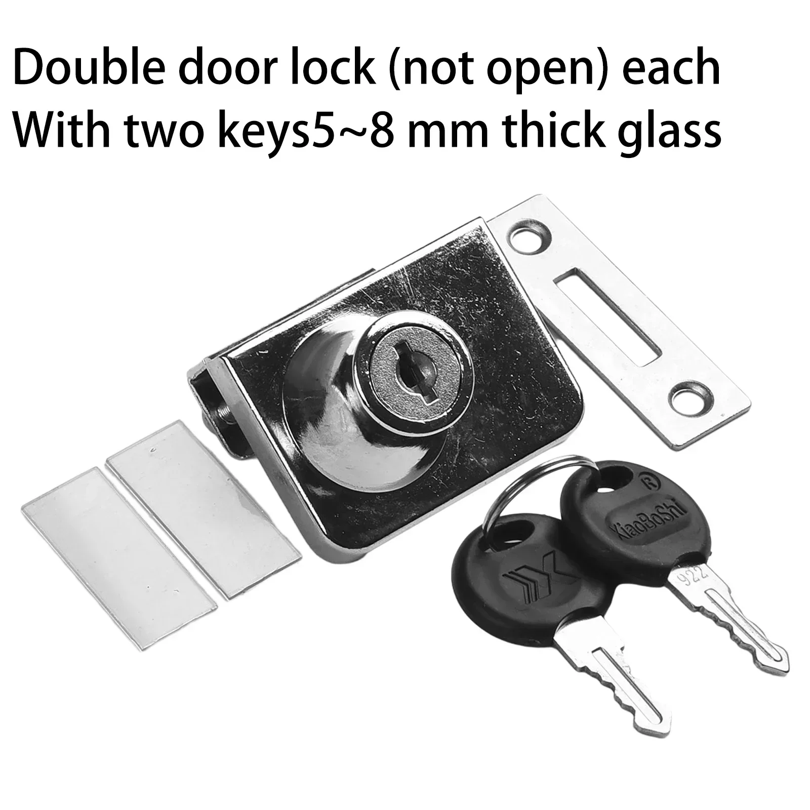 Double Door Lock For Glass Cabinet And Showcase Made From Zinc Alloy Suitable For Rotating Glass Doors With Key