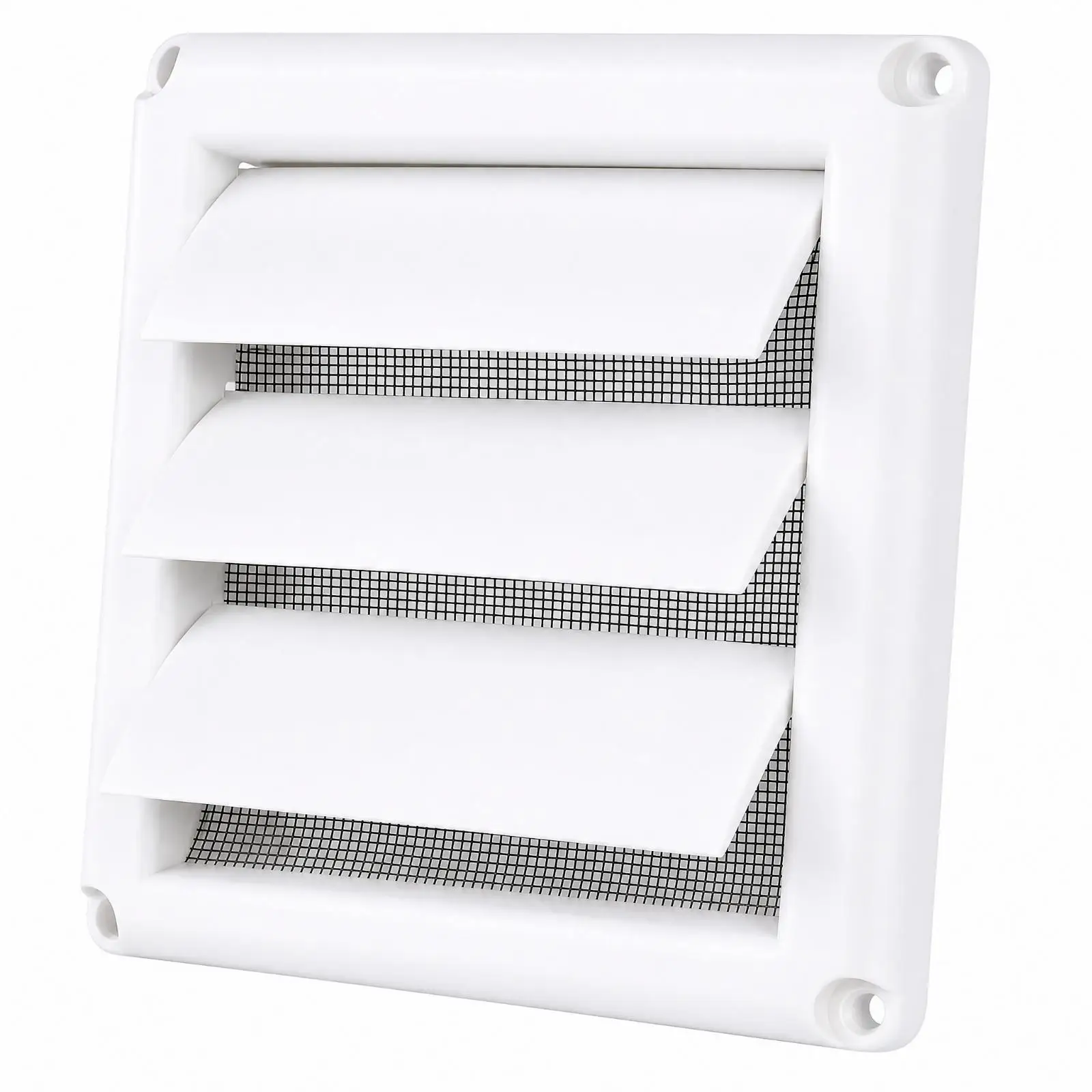 Square Exterior Exhaust Vent Automatic Louver Wall Exhaust Grille with Round Neck Weather-Resistant Louvered Vent