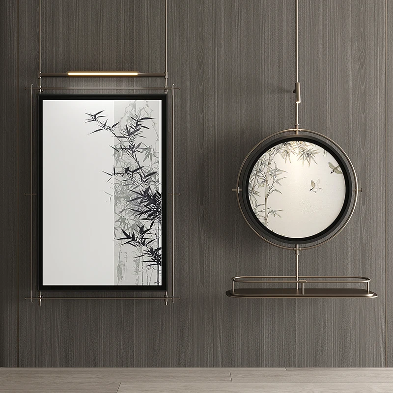 Light luxury model room hanging painting living room study entrance iron decorative painting retro wall three-dimensional metal