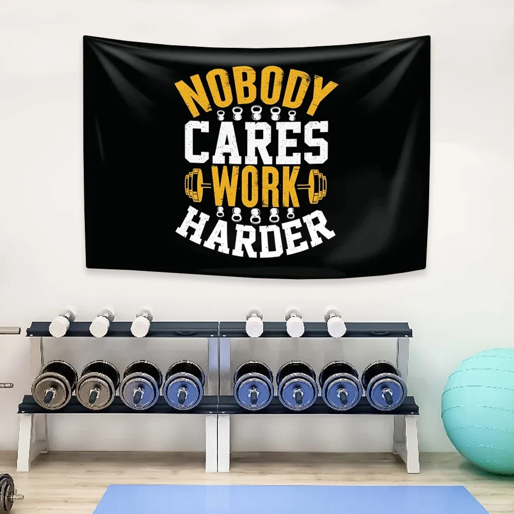 Nobody Cares Work Harder Motivational Gym Tapestry Inspire Your Workout With This Flag Fitness Decor For Gym Dorm Bedroom Decor