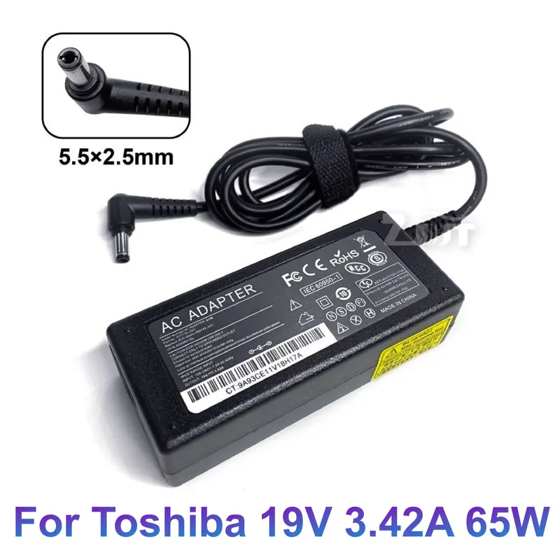 PFMY Alimentation Ordinateur Portable Chargeur Adaptateur 19V 3,42A 65W AC Adapter pour Toshiba