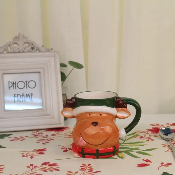 Cute Christmas Mug,Creative Cartoon Snowman Reindeer Ceramic Coffee Cup,Holiday Gift Santa Claus Water Cup,Atmosphere Decoration