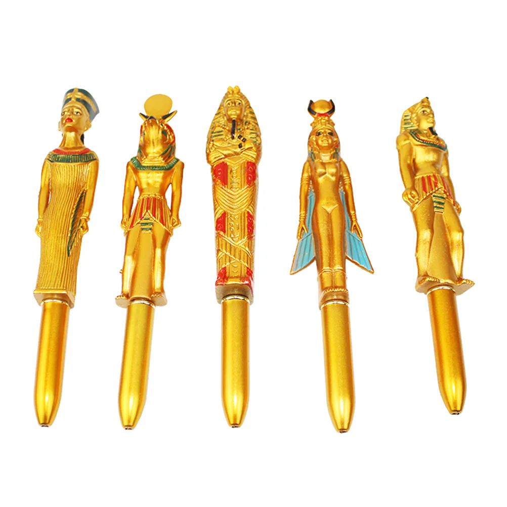 

5pcs Creative Ball-Point Pen Egyptian Character Pharaoh Shaped Craft Ball-Point Pen Promotional Activity Gift for Home Store