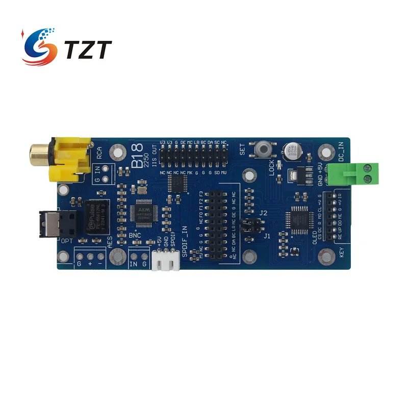 TZT B18 2.4-inch OLED Screen Version Audio Receiving Board SPDIF to I2S Receiver Board with IR Remote Control Kit