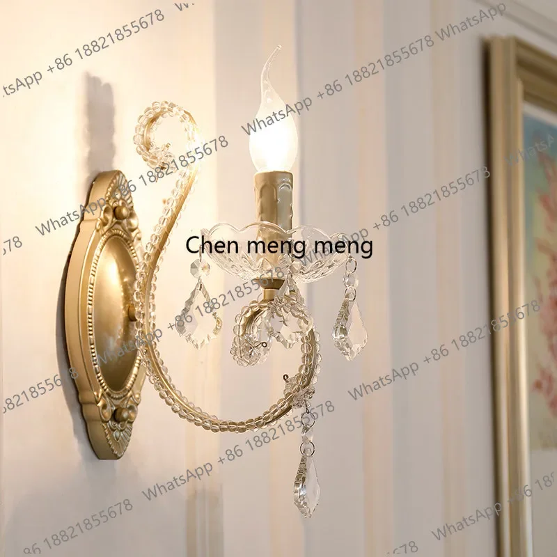

E136 French crystal wall lamp Living room, aisle entrance balcony lamp American, bedroom bedside lamp