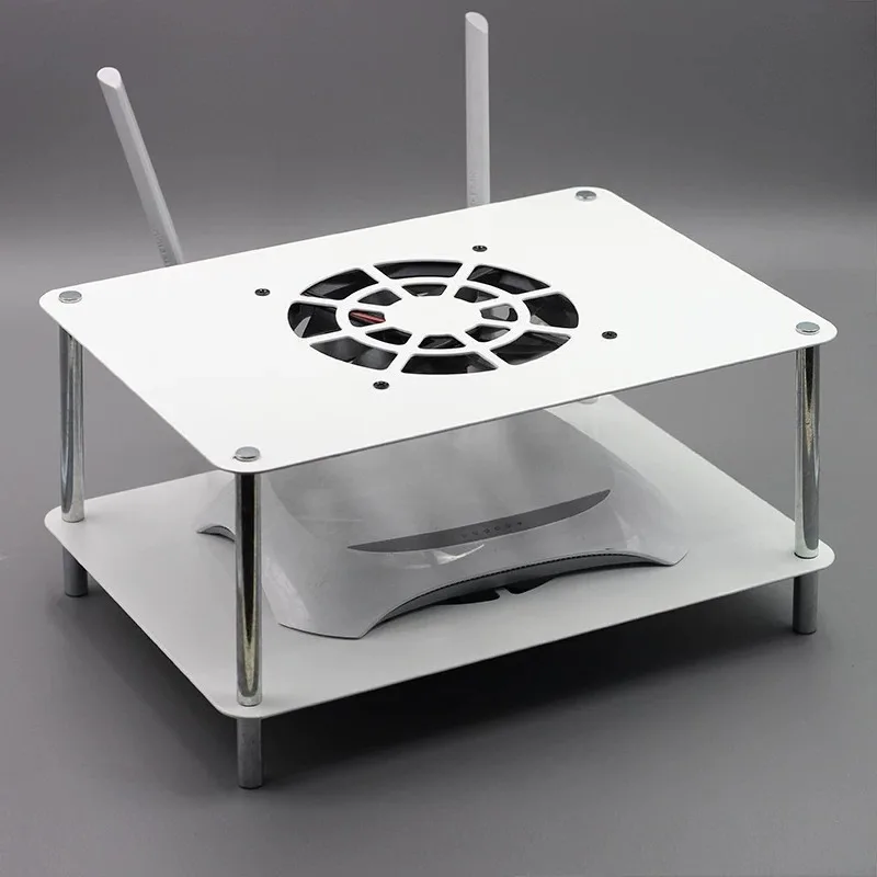 WiFi Router Cooling Fan Stand, IPTV Set Top Box Optical Modem Heat Dissipation Rack Desktop Bracket (Router not included)