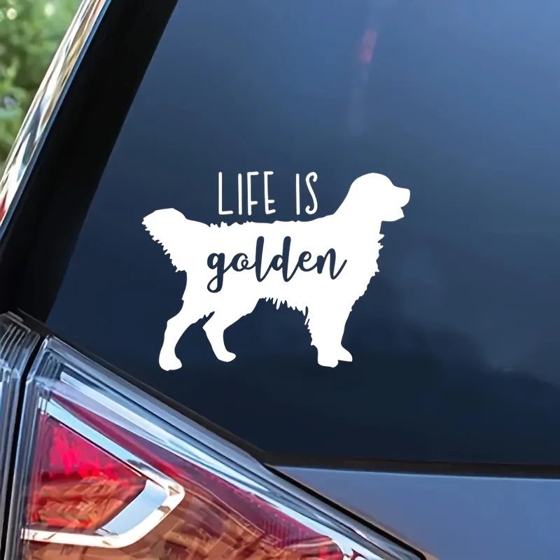 Adorable Golden Retriever Car Decal - Durable Vinyl Sticker for Cars & Laptops - Weatherproof, Eye-Catching Design