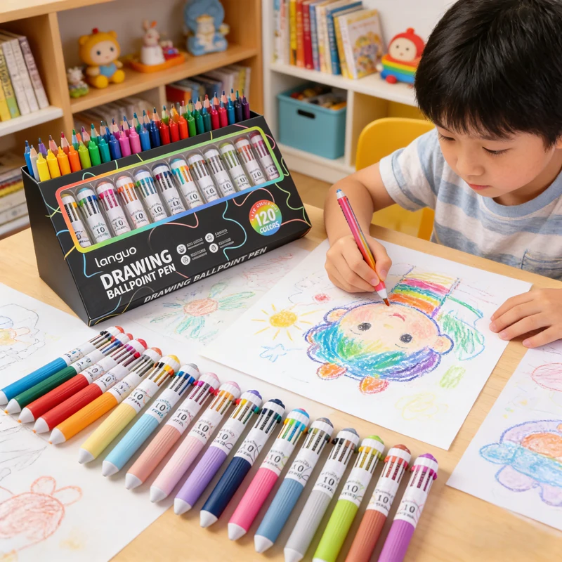 

Languo 120-Color Ballpoint Pens 0.8mm Tip Soft Grip, Multicolor Press Pens for Writing, DrawingSchool Supplies&Stationery