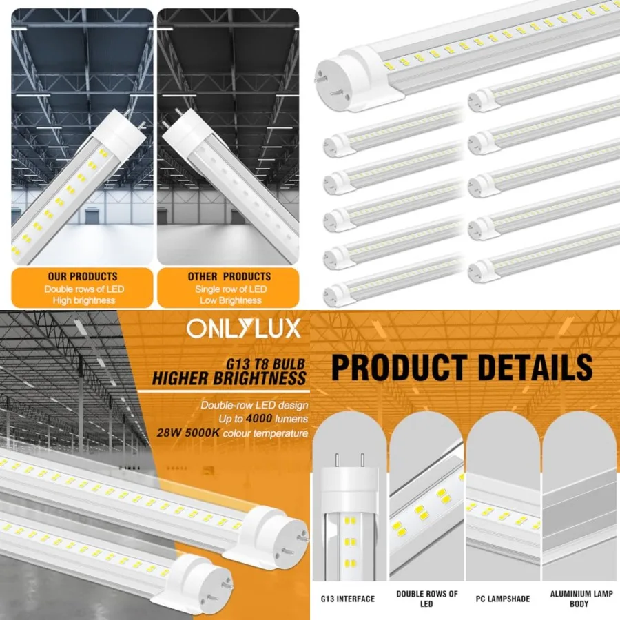 

T8 Led Bulbs 4 Foot - F32T8 28W 4000 Lumens Super Bright 5000K, T8 T10 T12 4ft Flourescent Tube Led Replacement, Ballast Bypass