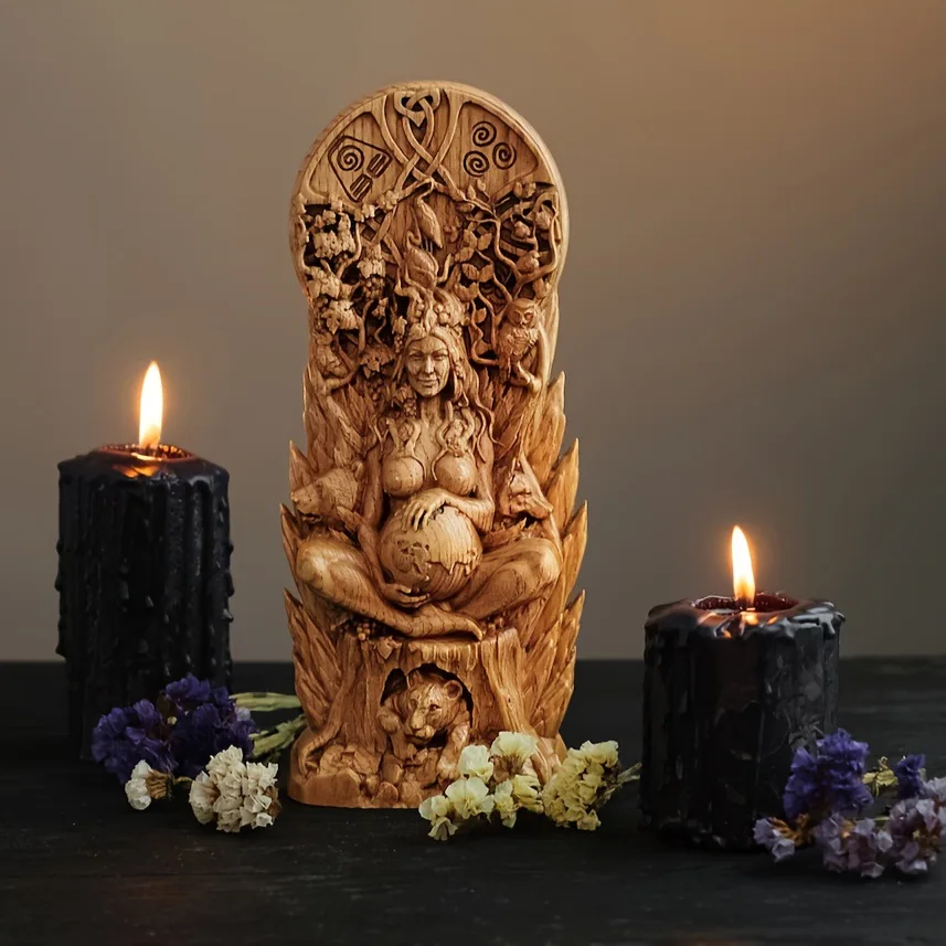 

Gaia Muse Statue Wizard Muse Statue Altar Witch Mother Earth Statue Ornament