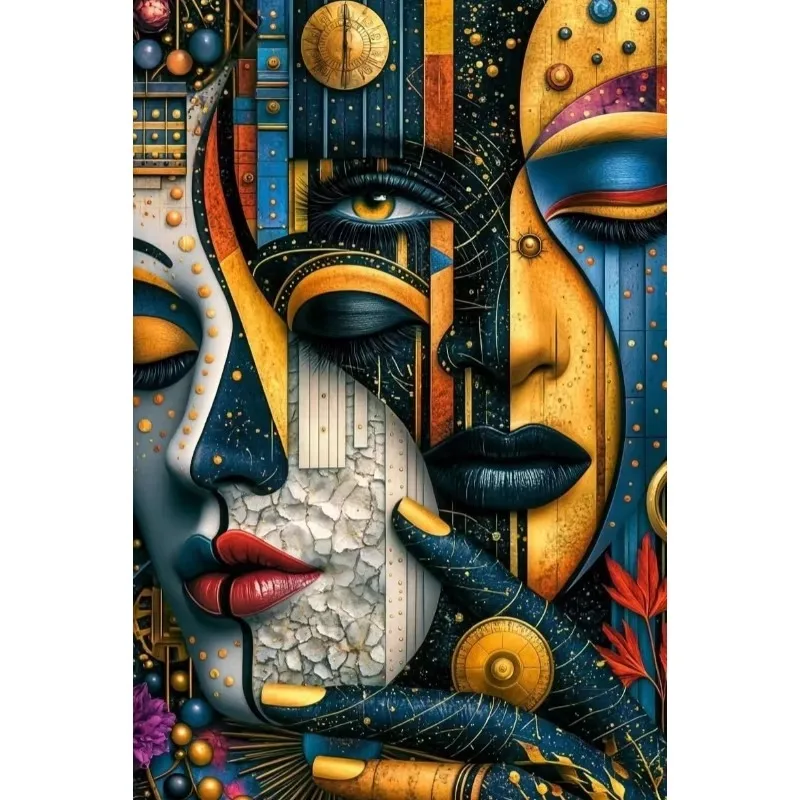 Adult Jigsaw Puzzle 1000 Pieces Geometric Abstract Lady Paper Puzzle Decorative Painting Exercise Brain Thinking Home Decor