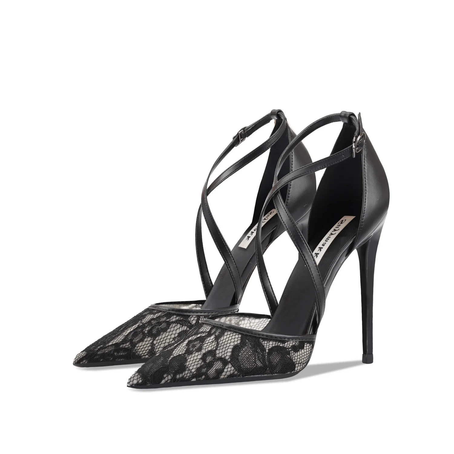 رقيقة عالية الكعب الصنادل الصيف جديد وأشار الدانتيل شبكة عبر حزام مثير الصنادل مأدبة كبيرة الحجم صغيرة الحجم أحذية نسائية