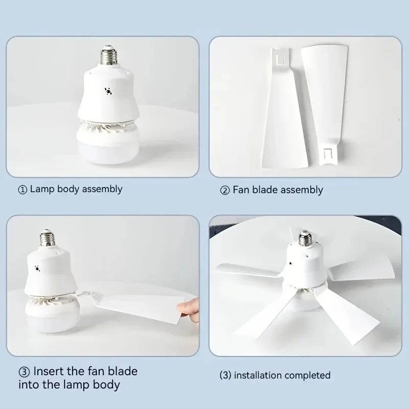 Remote adjustable wind speed 2-in-1 Fan and Lights bulb, Dimmable LED Ceiling Panel Lamp for Bedroom Living Dining Room 1/2/3pcs