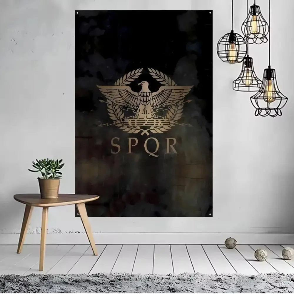 Classical Retro Ancient  R-Rome S-SPQR Flags Flags for indoor decoration with no edging and four corner rings for easy hanging