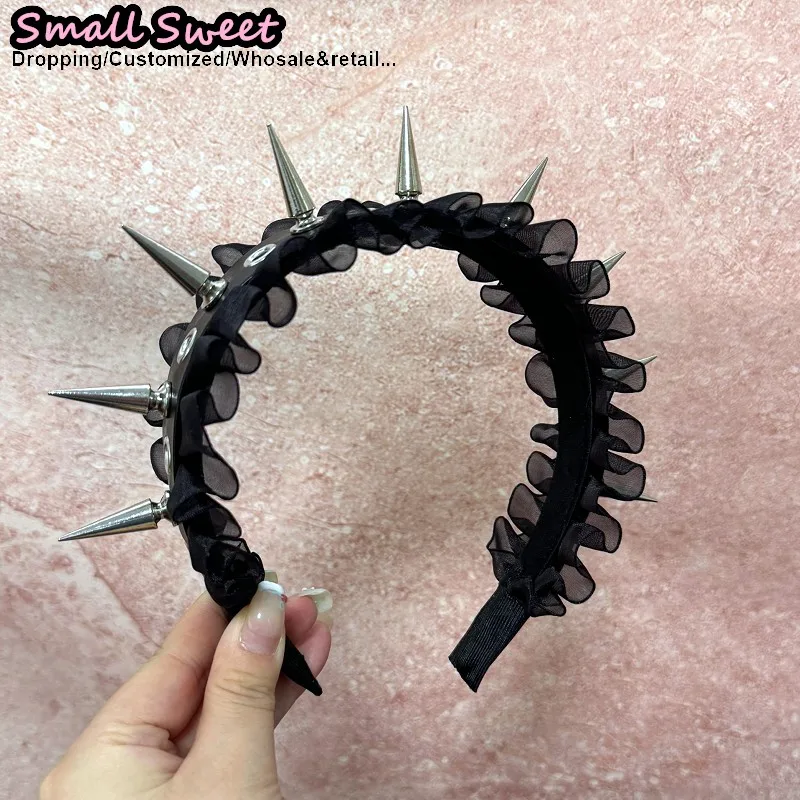 

Women Steampunk Spike Cosplay PU Leather Headband Gothic Y2k Girl Leather Buckle Hair band Rock Headband Punk Hair Hoop Headband