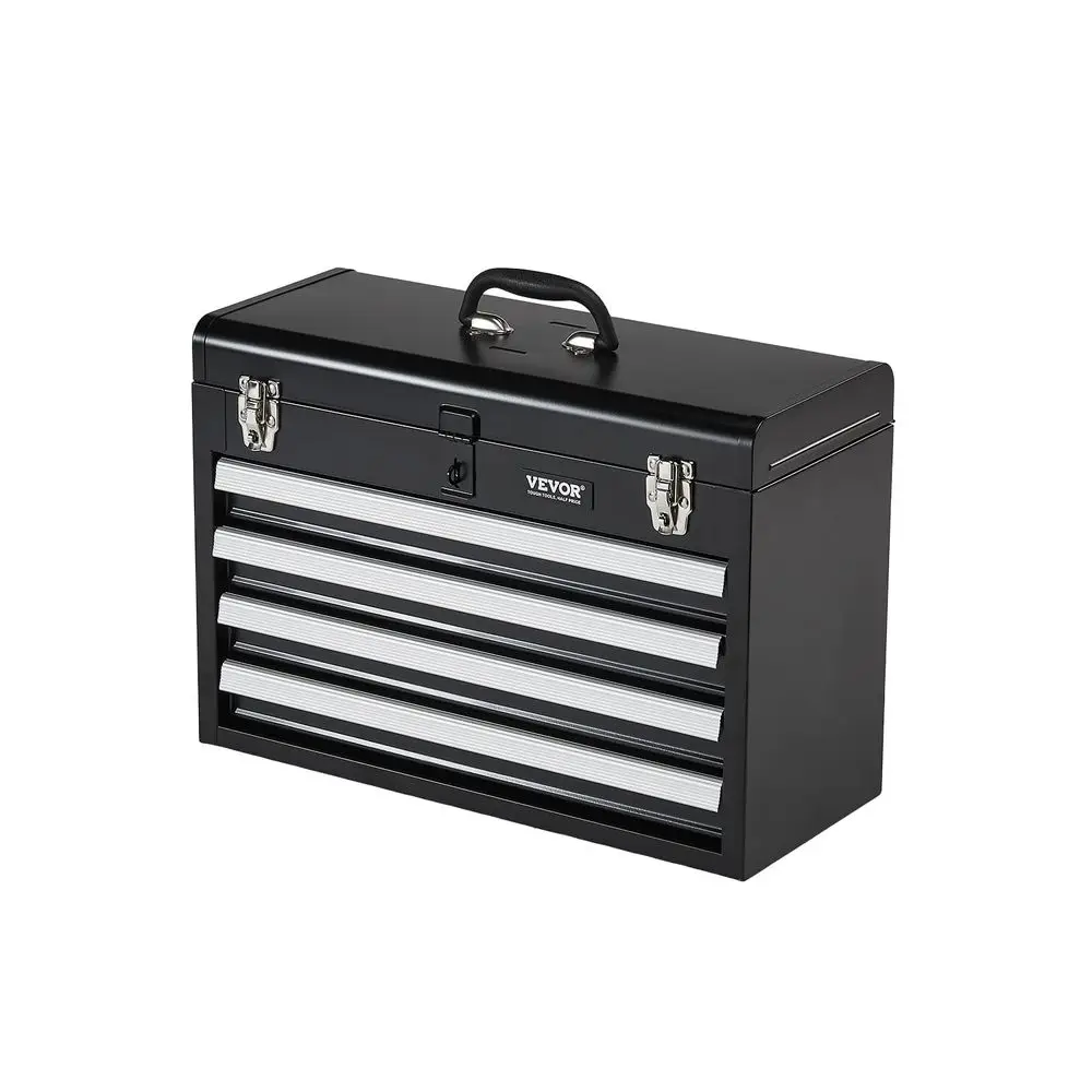 

Metal Tool Box, 20.5inch, Portable Metal Tool Box with 4 Drawers, Small Tool Chest with EVA Liners, Ball Bearing Slide Drawers
