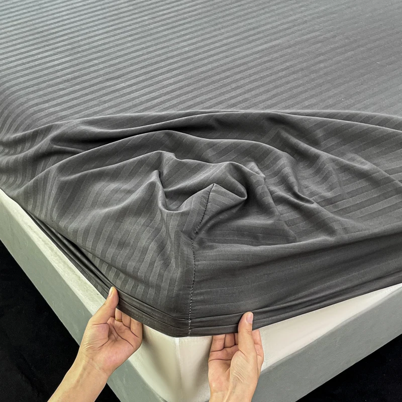 Sábana bajera con banda elástica, funda de colchón suave de Color sólido para cama individual doble King Queen 90/120/140/150/160/180x200cm