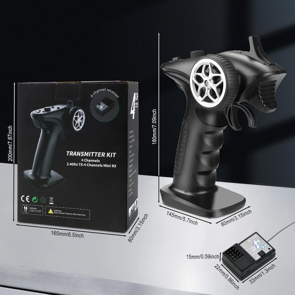 TX4 2.4GHz Controle Remoto para Carro 4CH Controlador de Transmissor de Sistema de Rádio com Receptor para Barco de Carro RC