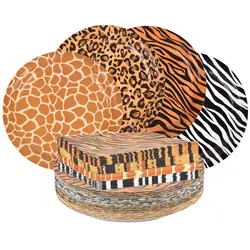 Vajilla desechable con estampado de animales, platos de papel con estampado de leopardo, servilletas para fiesta de cumpleaños, decoración de fiesta temática de Safari en la jungla