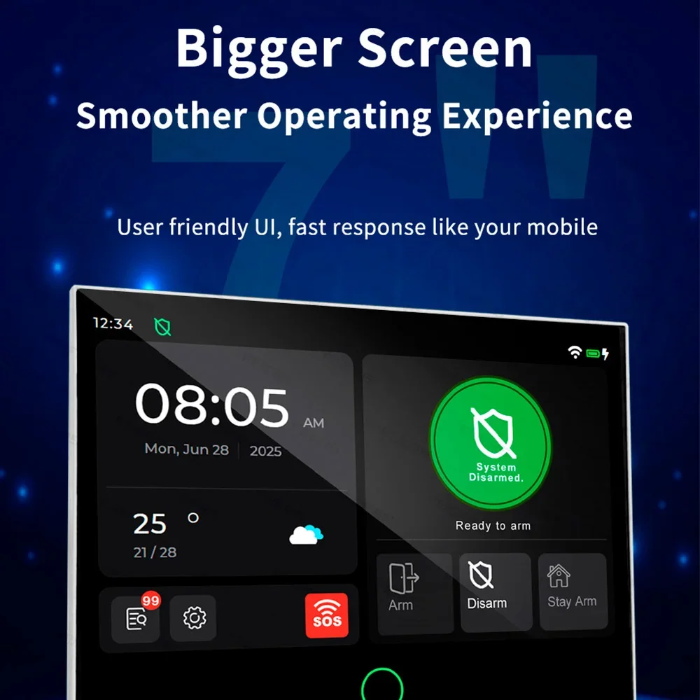 FUERS 7-дюймовый экран 4G LTE Tuya Умная домашняя охранная сигнализация GSM Wi-Fi Беспроводная домашняя охранная сигнализация IP-камера