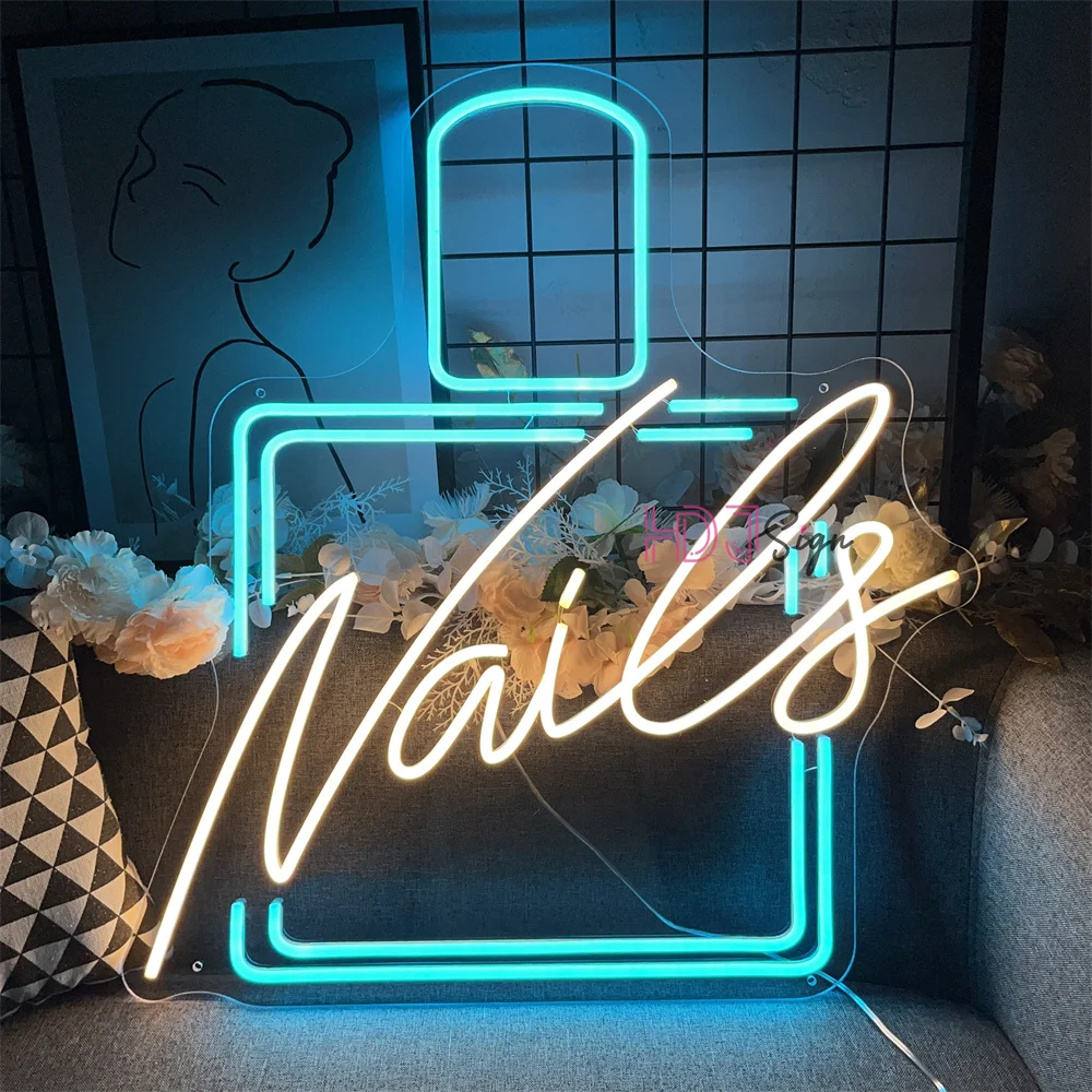 Beauty Salon Neon Sign Nails Polish Led Neon Lights Sign Wall Decoration Lamps For Indoor Store Home Room Decor Gift