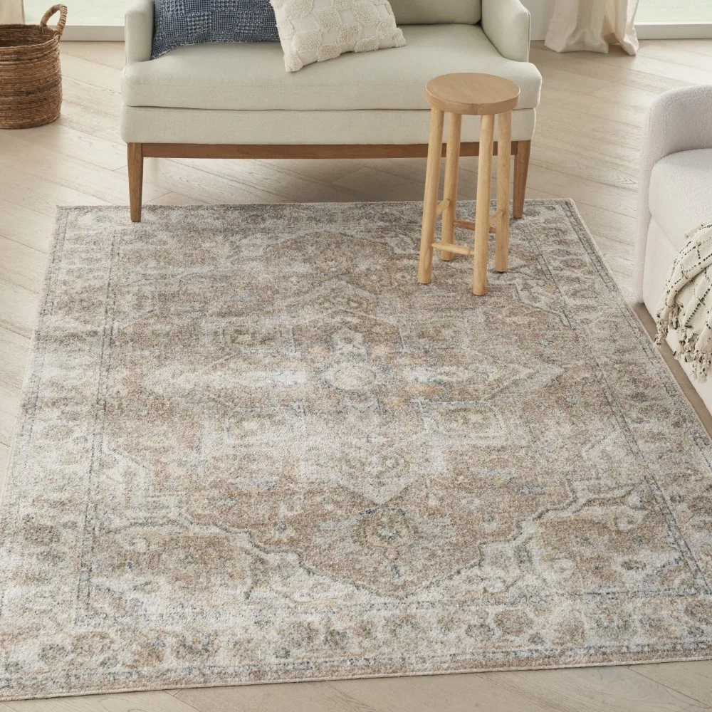 

Astra Machine Washable Bohemian Beige 5'3 x 7' Area Rug, (5x7)