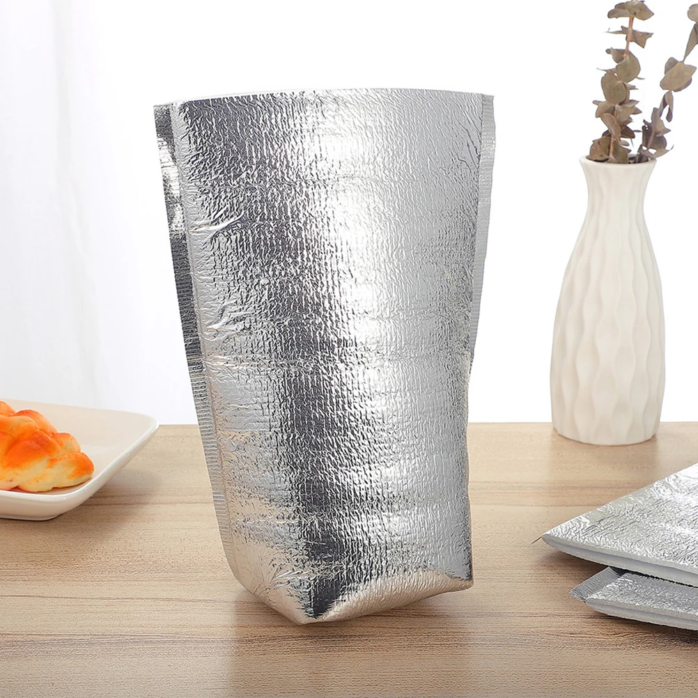 

20Pcs Insulation Bags Reusable Silver Aluminum Foil Food Storage Pouch for Fruits Vegetables