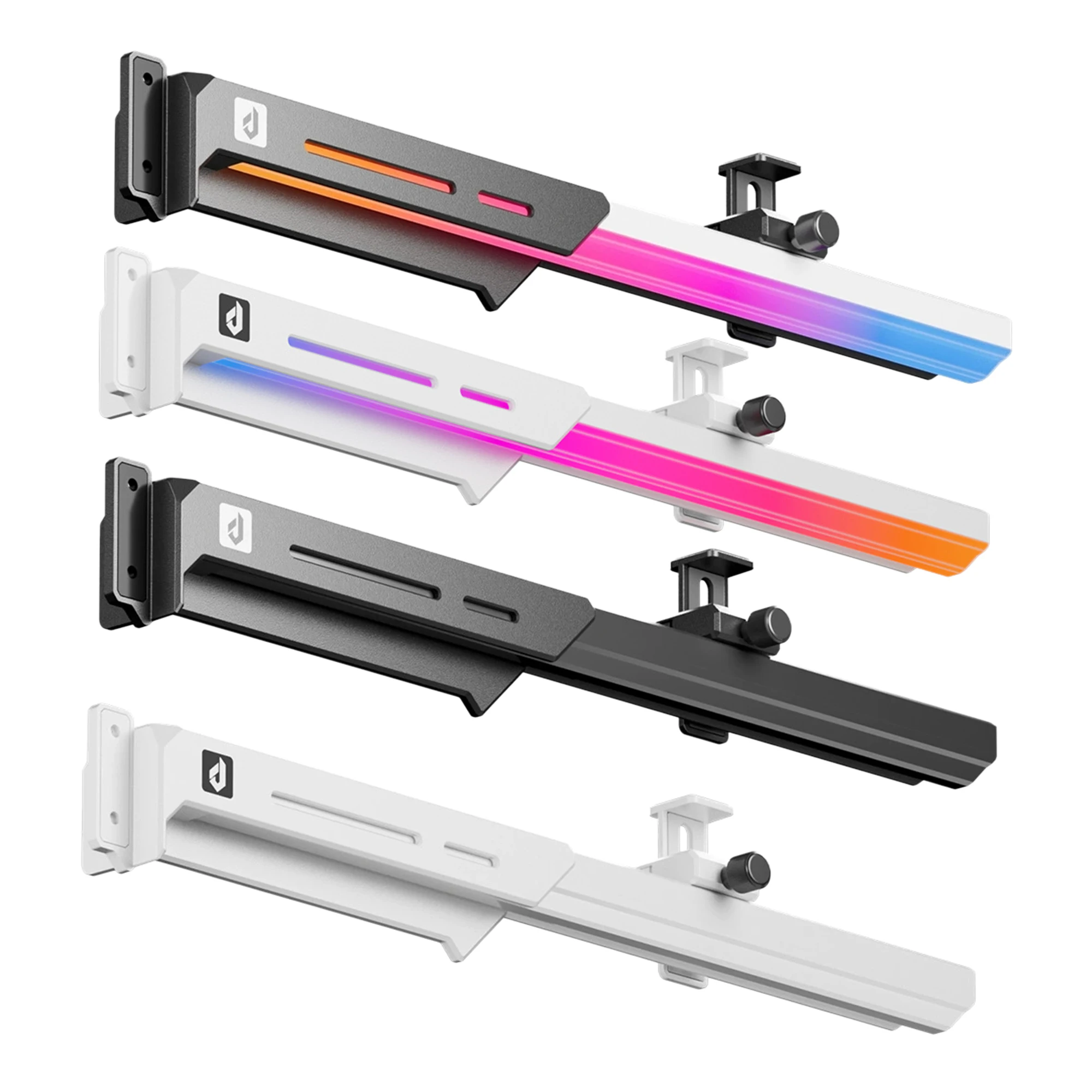 ARGB GPU Support Bracket-5V 3-Pin Sync,Adjustable Titanium Alloy Graphics Card Sag Holder for PC Case-Black White-ARGB/Matte