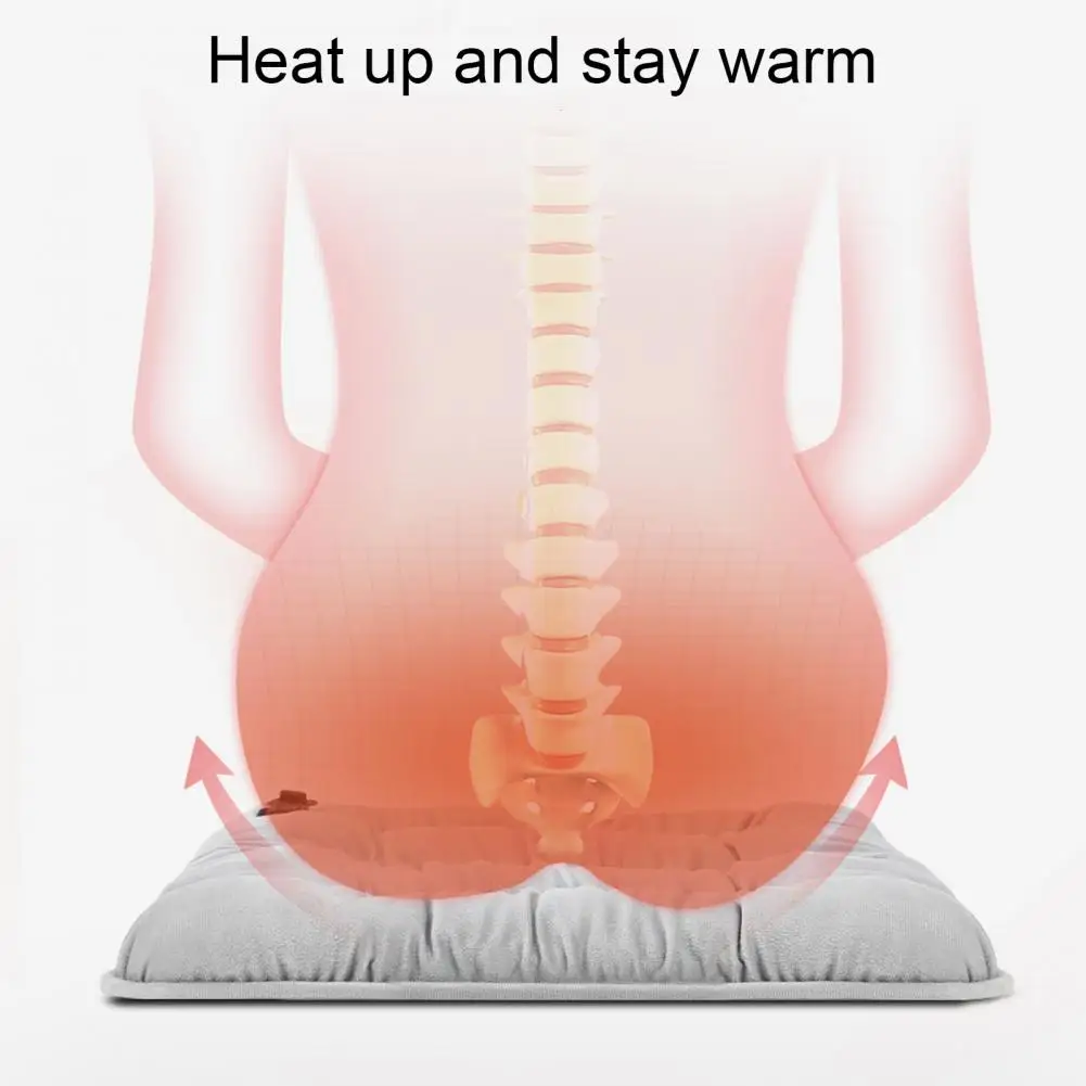 Cuscino Cuscino del sedile USB con 3 cuscinetti lavabili a temperatura per sedia da ufficio Car Off automatico Opzione di riscaldamento domestico Facile da usare