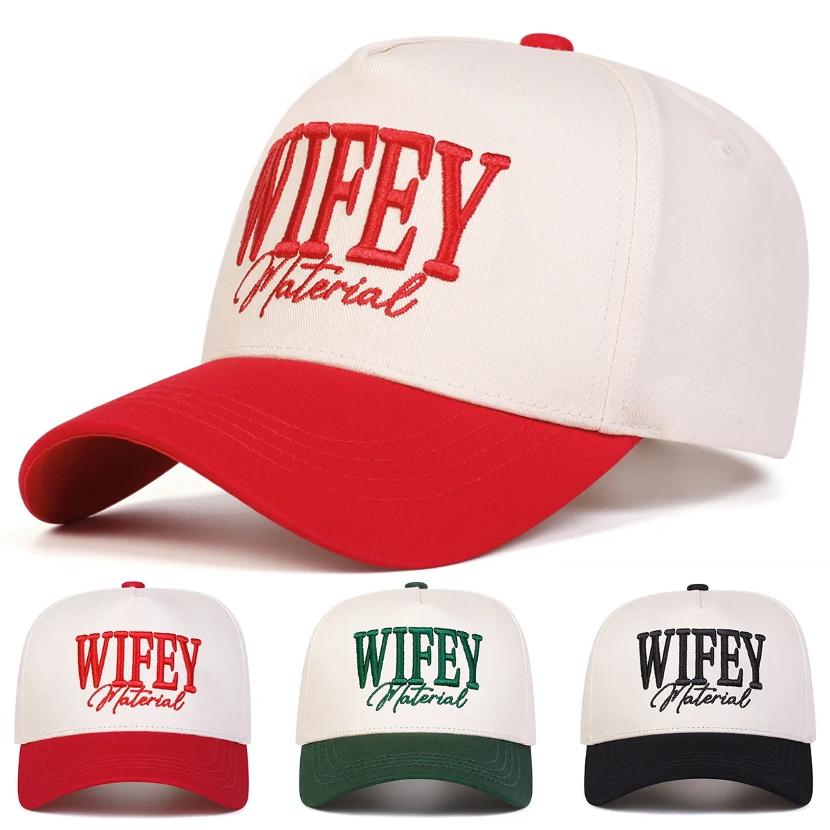 Unisex WIFEY MATERIAL Baseballkappen mit Buchstabenstickerei, Frühling und Herbst, verstellbare Freizeithüte für den Außenbereich, Sonnenschutzhut, Sportkappe